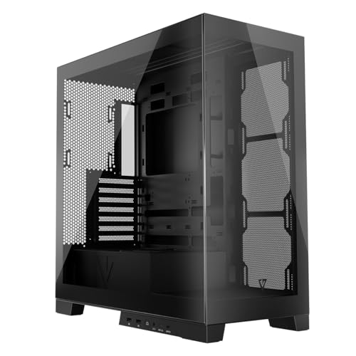 MODECOM Volcano Space Schwarz PC-Gaming-Gehäuse ATX Midi Tower | PC Gehäuse mit Panoramadoppelglas | ARGB-Controller | Gaming Computergehäuse mit Platz für 430 mm GPU & 360 mm Wasserkühlung von Modecom