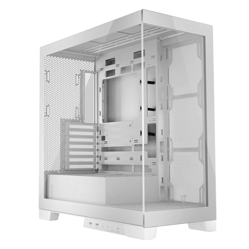 MODECOM Volcano Space Weiß PC-Gaming-Gehäuse ATX Midi Tower | PC Gehäuse mit Panoramadoppelglas | ARGB-Controller | Gaming Computergehäuse mit Platz für 430 mm GPU & 360 mm Wasserkühlung von Modecom