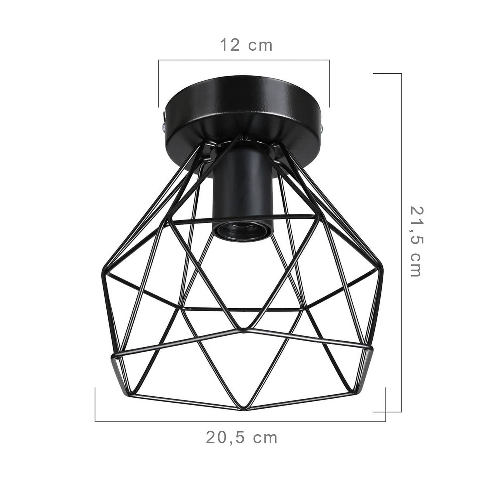Deckenleuchte Patara, schwarz, Ø 20 cm, Gitterschirm, Metall Deckenleuchte Patara, schwarz, Ø 20 cm, Gitterschirm, Metall von MODELSA