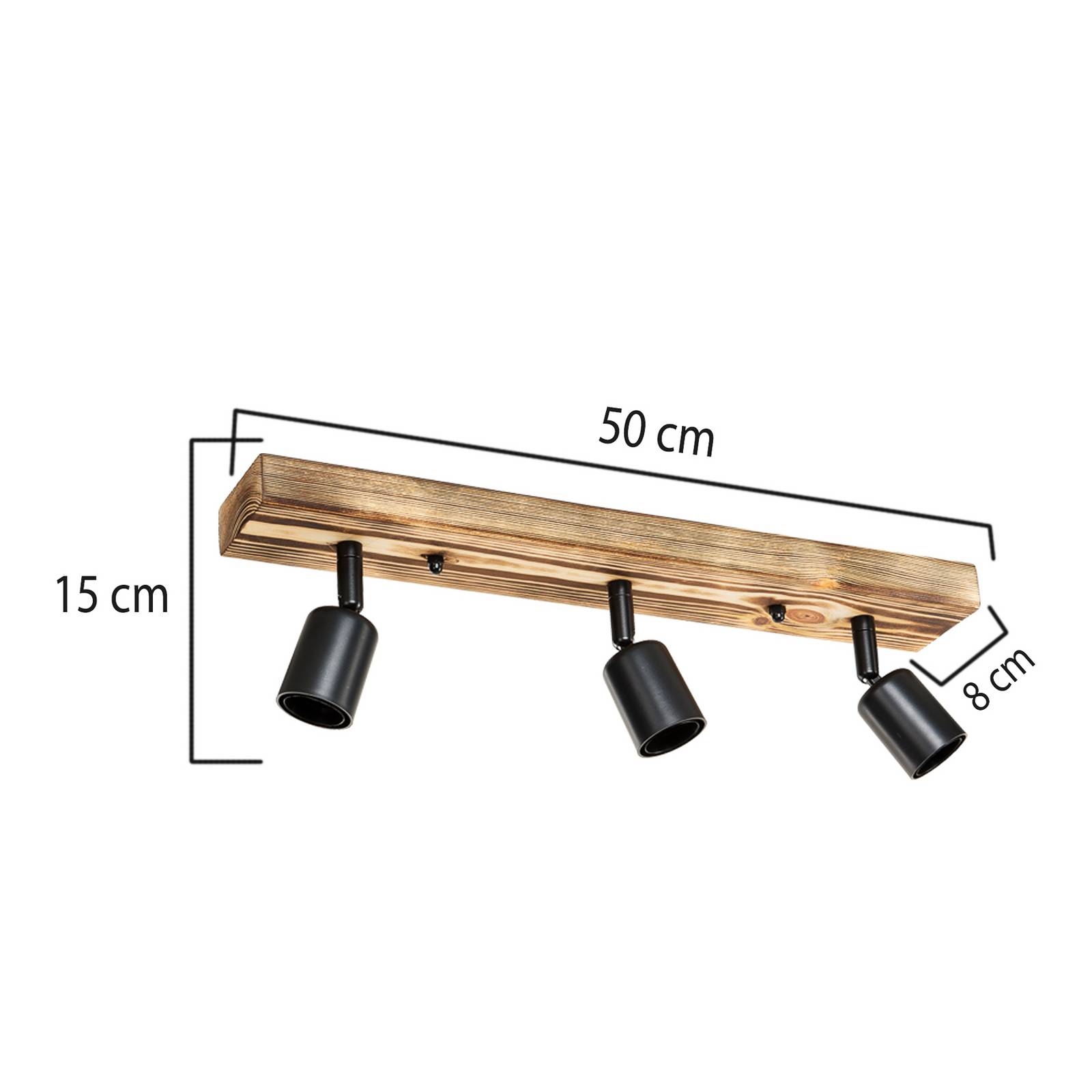 Deckenstrahler Duarte, 3-flammig, holzfarben/schwarz, Holz Deckenstrahler Duarte, 3-flammig, holzfarben/schwarz, Holz von MODELSA