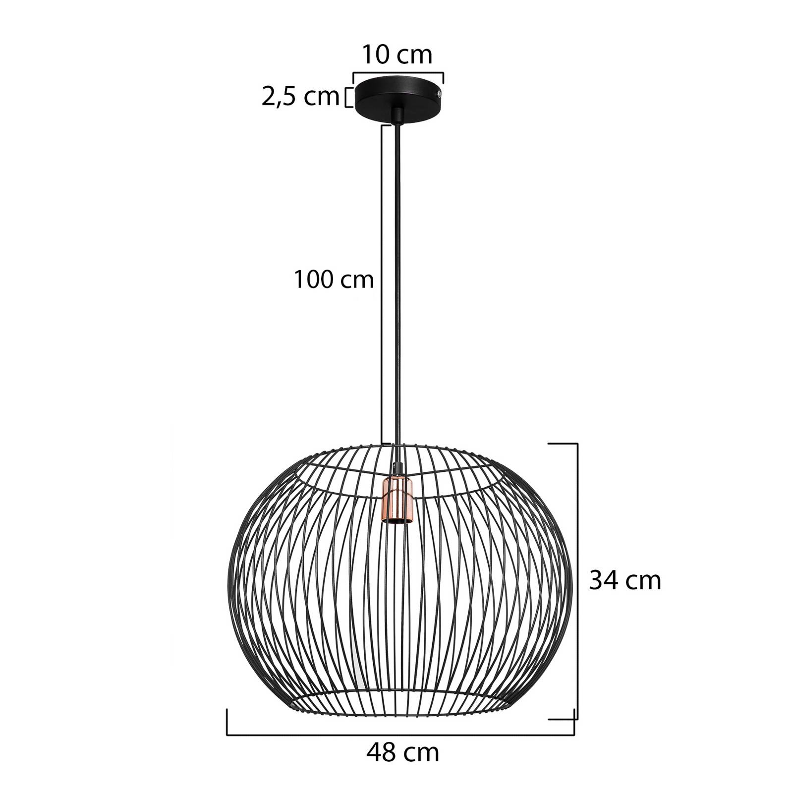 Hängeleuchte Cordano, schwarz, Ø 48 cm, Metall Hängeleuchte Cordano, schwarz, Ø 48 cm, Metall von MODELSA