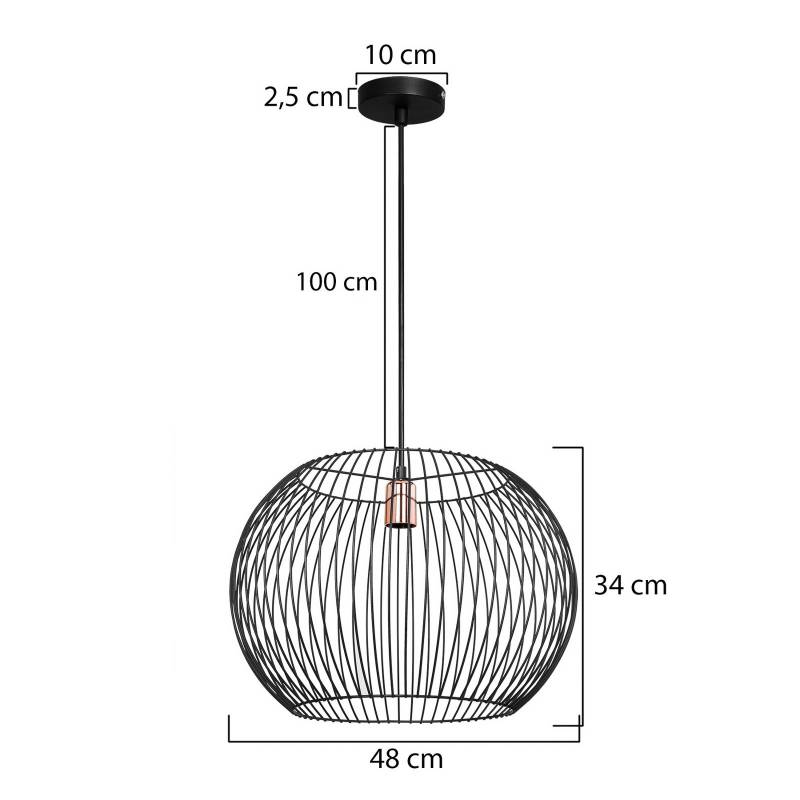 Hängeleuchte Cordano, schwarz, Ø 48 cm, Metall von MODELSA