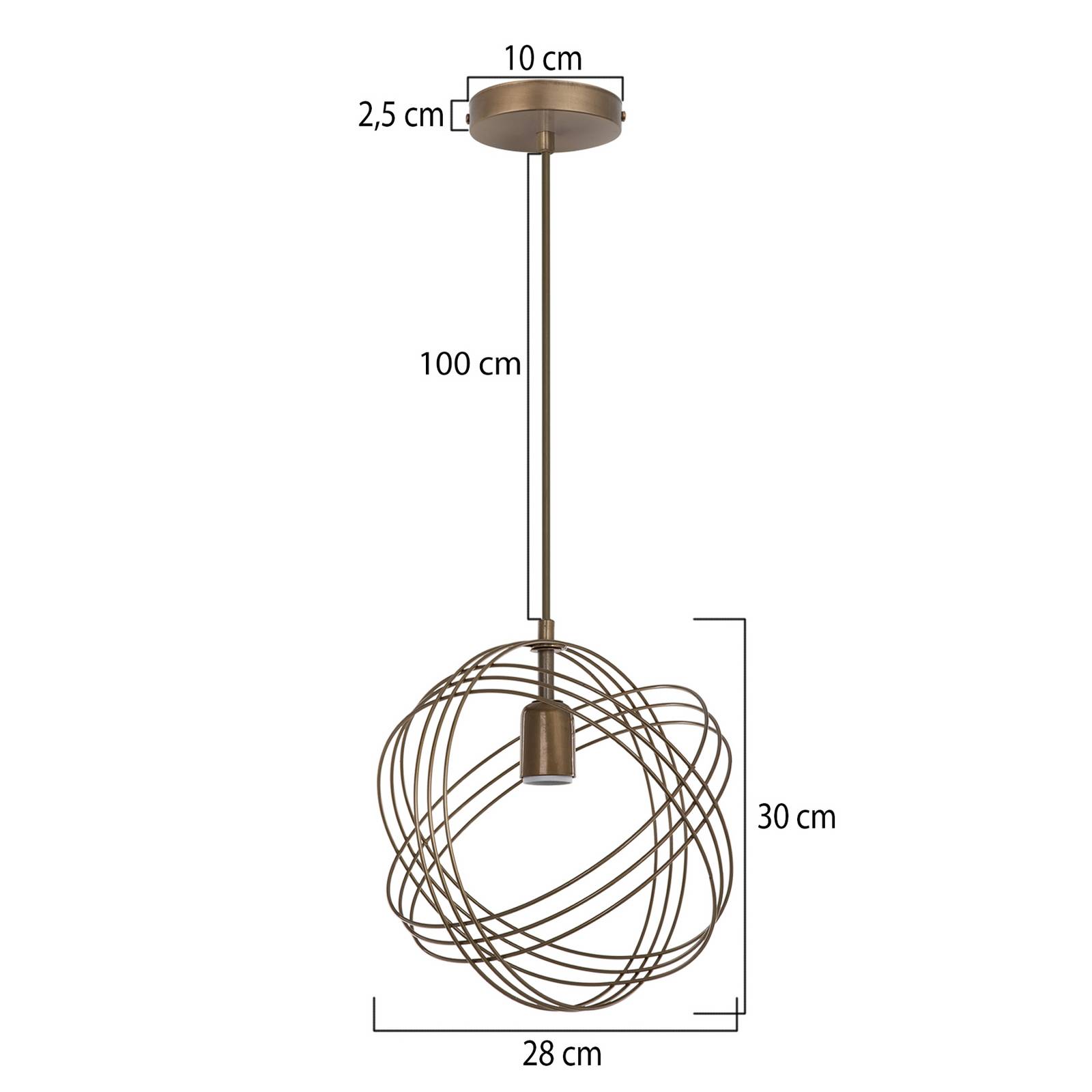 Hängeleuchte Mekik, altgold, Metall, Ø 28 cm Hängeleuchte Mekik, altgold, Metall, Ø 28 cm von MODELSA