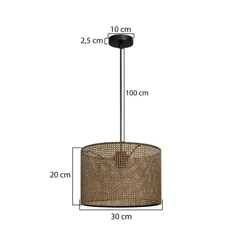 Hängeleuchte Nara, braun gemustert, Stoff, Ø 30 cm von MODELSA
