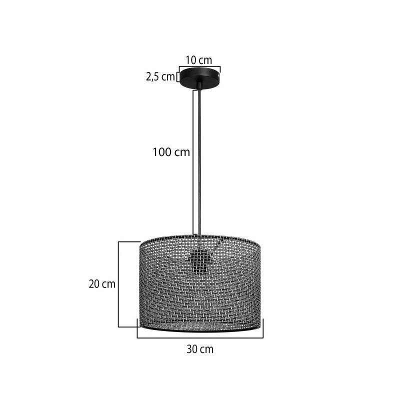 Hängeleuchte Nara, schwarz gemustert, Stoff, Ø 30 cm Hängeleuchte Nara, schwarz gemustert, Stoff, Ø 30 cm von MODELSA