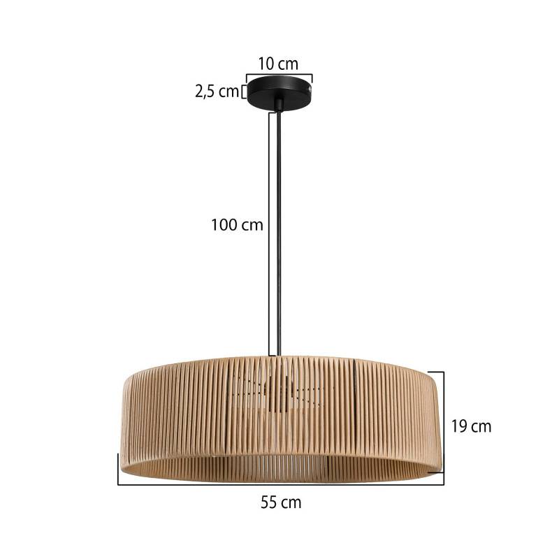Hängeleuchte Roya Cylinder, Ø 55 cm, beige, Papier von MODELSA