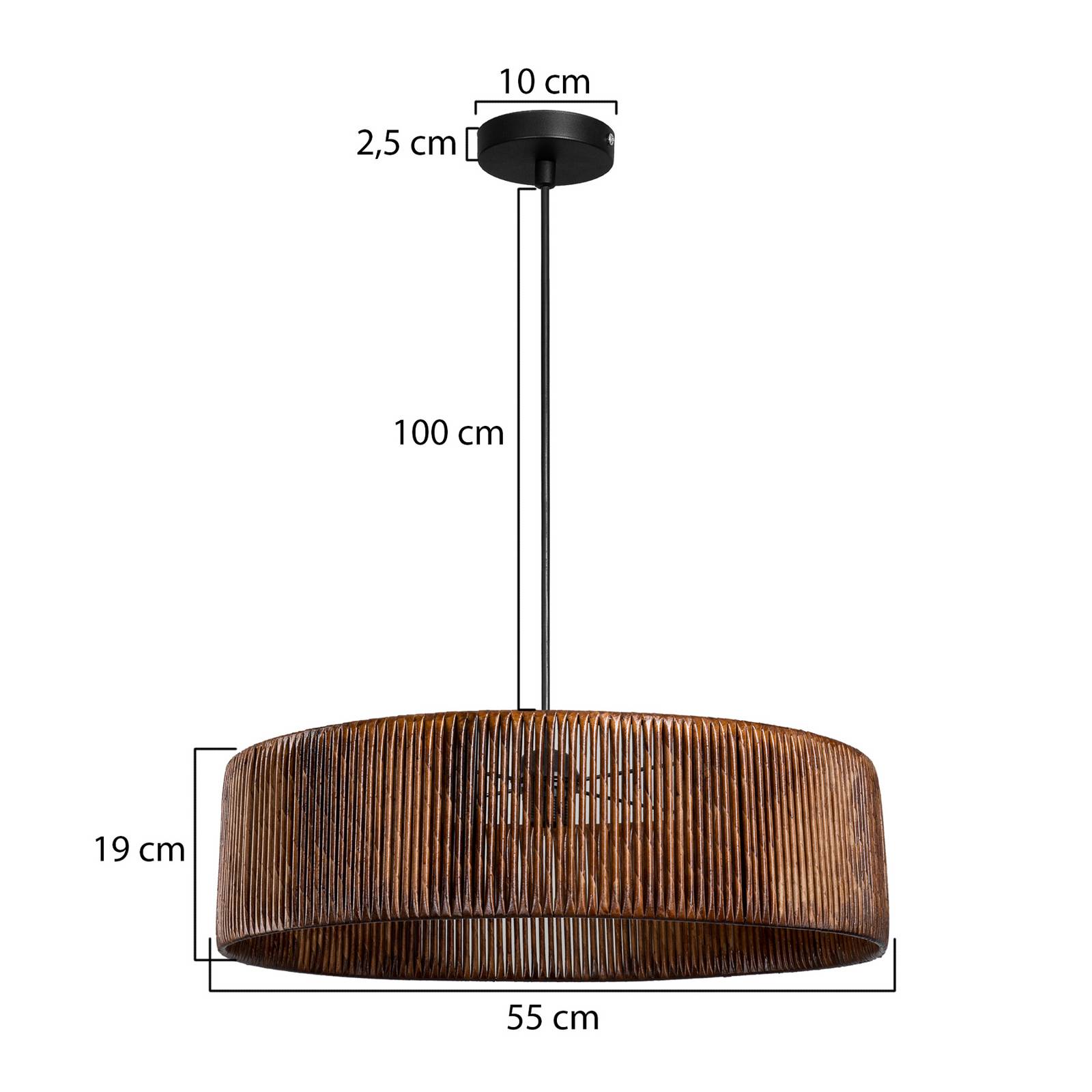 Hängeleuchte Roya Cylinder, Ø 55 cm, dunkelbraun, Papier Hängeleuchte Roya Cylinder, Ø 55 cm, dunkelbraun, Papier von MODELSA
