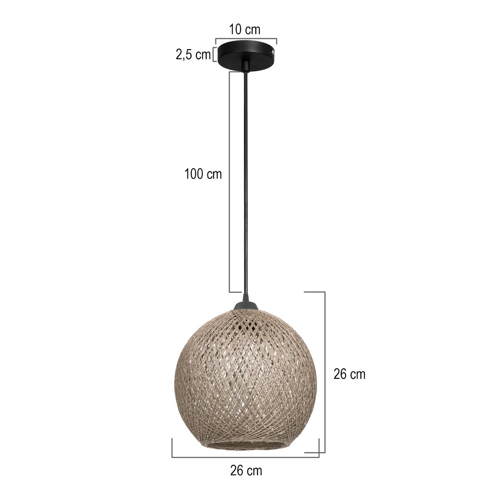 Hängeleuchte Yumak, braun, Ø 26 cm, Seil, 1-flammig Hängeleuchte Yumak, braun, Ø 26 cm, Seil, 1-flammig von MODELSA