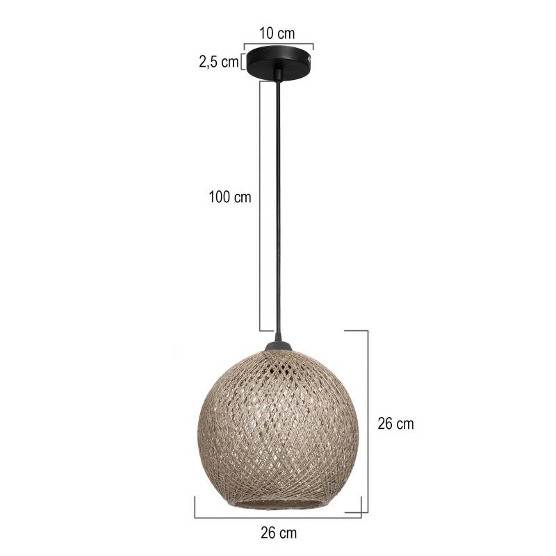 Hängeleuchte Yumak, braun, Ø 26 cm, Seil, 1-flammig von MODELSA