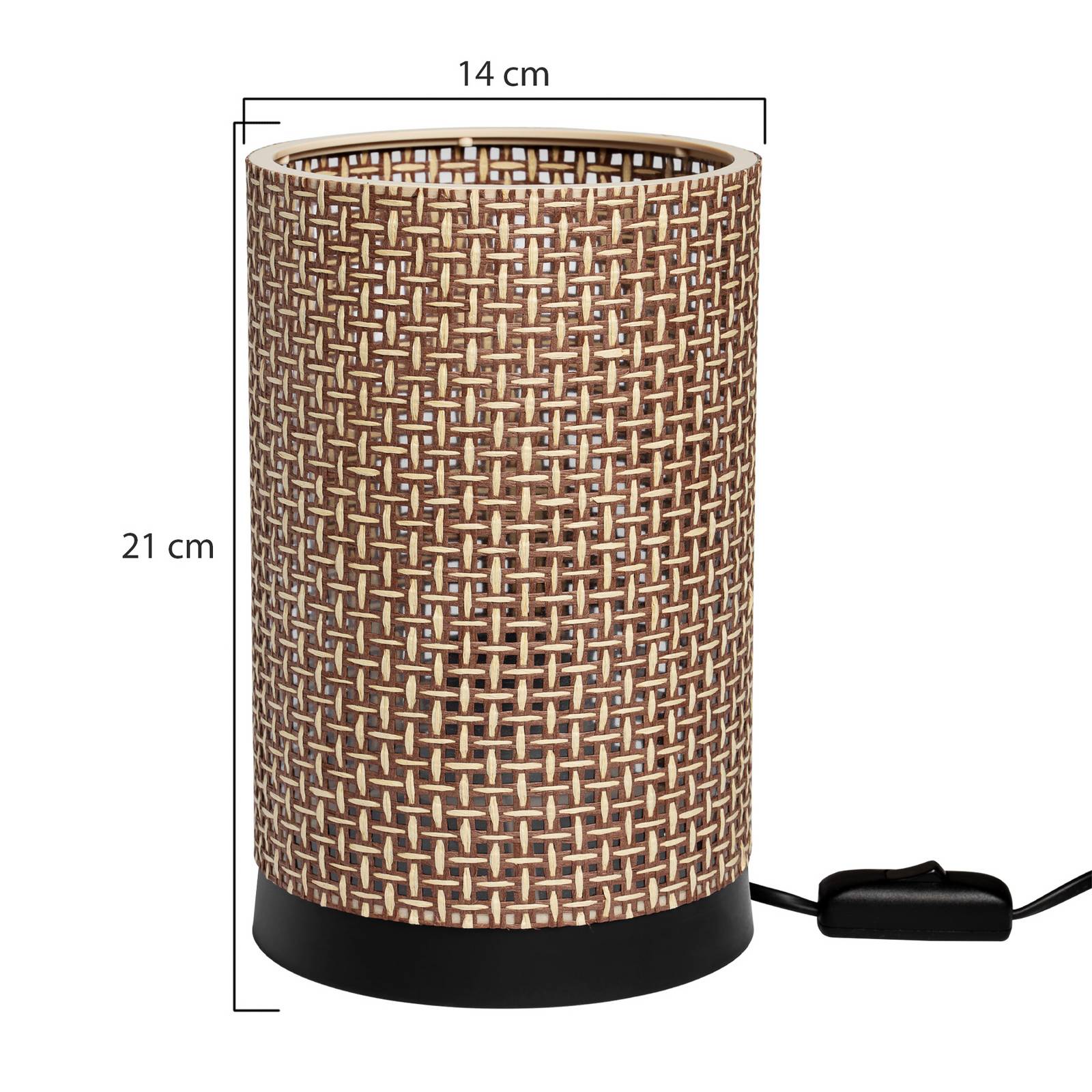 Tischleuchte Tina, braun gemustert, zylindrisch, Ø 14 cm Tischleuchte Tina, braun gemustert, zylindrisch, Ø 14 cm von MODELSA
