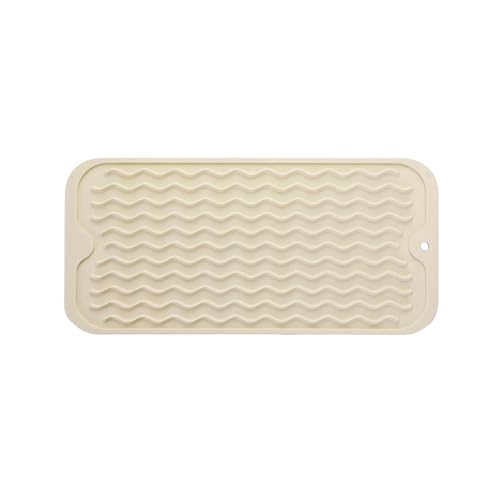 Silikon-Abtropfmatte für mehrere Anwendungen, leicht zu reinigen, umweltfreundlich, hitzebeständig, Abtropfmatte für Küchentheke, Spüle, Kühlschrank oder Schubladeneinsatz (30,5 x 15,2 cm, Beige) von MODENGKONGJIAN