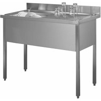 Inox-Spüle 120 x 60 ein Becken, ein Abtropfbecken rechts mit Fußgestell Moderna von MODERNA