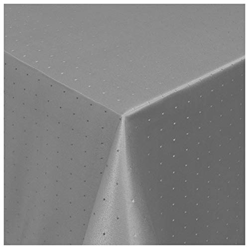 Tischdecke Damast Maßanfertigung im Punkte-Design in Grau eckig 130x230 cm, weitere Farben und Größen wählbar von MODERNO