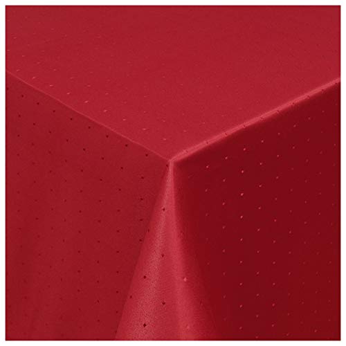 Tischdecke Damast Maßanfertigung im Punkte-Design in Rot eckig 130x250 cm, weitere Farben und Größen wählbar von MODERNO
