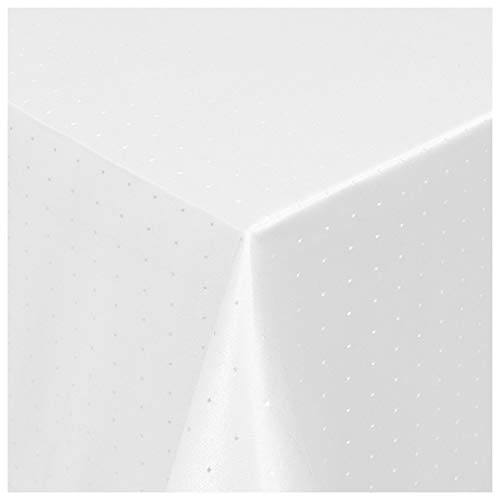 Tischdecke Damast Maßanfertigung im Punkte-Design in Weiss eckig 110x230 cm, weitere Farben und Größen wählbar von MODERNO