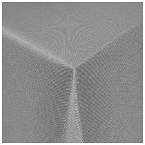 Tischdecke Damast Maßanfertigung im Uni-Design in Grau eckig 140x280 cm, weitere Farben und Größen wählbar von MODERNO