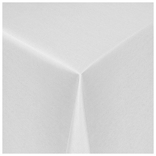 Tischdecke Damast Maßanfertigung im Uni-Design in Weiss eckig 110x280 cm, weitere Farben und Größen wählbar von MODERNO