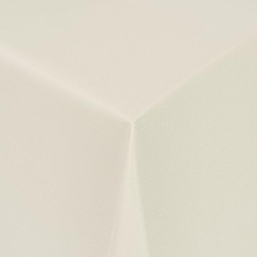 Tischdecke Stoff einfarbig Damast Uni-Design Jacquard Robust, Pflegeleicht und Strapazierfähig eckig 130x170 cm Creme-Champagner von MODERNO