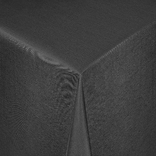 Tischdecke Stoff einfarbig Damast Uni-Design Jacquard Robust, Pflegeleicht und Strapazierfähig oval 160x220 cm Schwarz von MODERNO