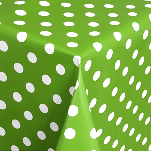 Wachstischdecke Wachstuch Tischdecke Gartentischdecke abwaschbar eckig 100x140 cm Punkte Grün Weiss von MODERNO