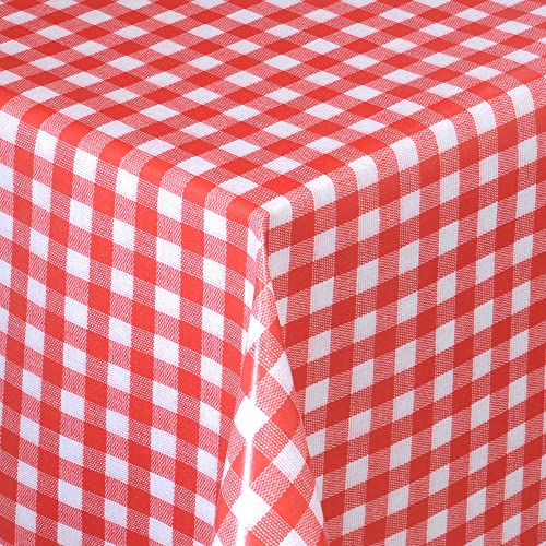 Wachstischdecke Wachstuch Tischdecke Gartentischdecke abwaschbar eckig 160x140 cm kariert Rot Weiss von MODERNO