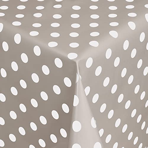 Wachstischdecke Wachstuch Tischdecke Gartentischdecke abwaschbar eckig 240x140 cm Punkte Grau Weiss von MODERNO