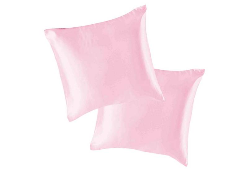 MODFU Kissenbezüge 2er Set Satin Kissenbezug Deko Kissenhülle Kopfkissenbezug, (2 Stück), 80x80 cm mit Reißverschluss veganer Seidenersatz für Schlafzimmer Sofa von MODFU