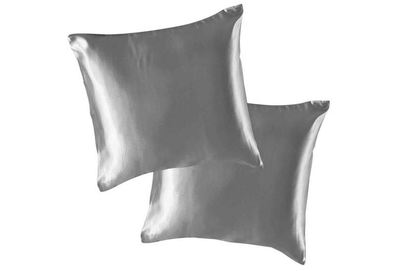 MODFU Kissenbezüge 2er Set Satin Kissenbezug Deko Kissenhülle Kopfkissenbezug, (2 Stück), 80x80 cm mit Reißverschluss veganer Seidenersatz für Schlafzimmer Sofa von MODFU