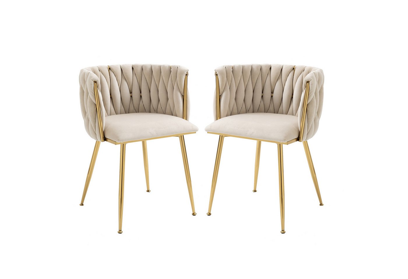 MODFU 4-Fußstuhl Elegantes Loungesessel-Set, Polsterstuhl Freizeitstuhl Fernsehsessel (Akzent Lounge Stuhl mit Eisenmetallfüßen 2er-Set) von MODFU
