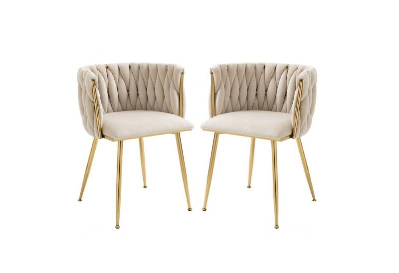 MODFU 4-Fußstuhl Elegantes Loungesessel-Set, Polsterstuhl Freizeitstuhl Fernsehsessel (Akzent Lounge Stuhl mit Eisenmetallfüßen 2er-Set) von MODFU
