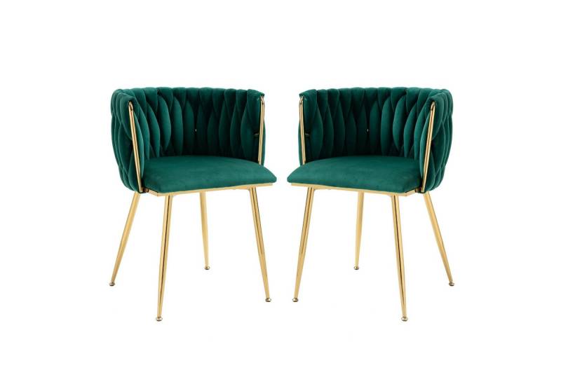 MODFU 4-Fußstuhl Elegantes Loungesessel-Set, Polsterstuhl Freizeitstuhl Fernsehsessel (Akzent Lounge Stuhl mit Eisenmetallfüßen 2er-Set) von MODFU
