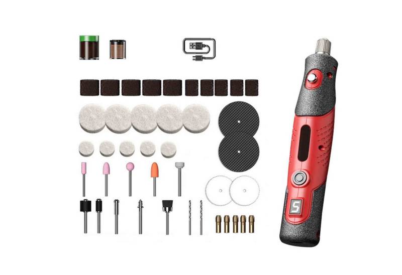 MODFU Akku-Multifunktionswerkzeug Rotationswerkzeuge Graviergerät Elektroschleifer Set, 4,20 V, 0.5Ah 5 Gang Schleifset, 1-St., mit 231 Zubehörteilen, Gravieren Schleifen Schärfen Reinigen Polieren Schneiden Gravur Bohren von MODFU