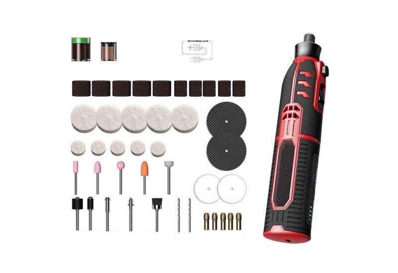 MODFU Akku-Multifunktionswerkzeug Rotationswerkzeuge Graviergerät Elektroschleifer Set, 4,20 V, 2.0Ah 6 Gang Schleifset, 1-St., mit 231 Zubehörteilen, Gravieren Schleifen Schärfen Reinigen Polieren Schneiden Gravur Bohren von MODFU