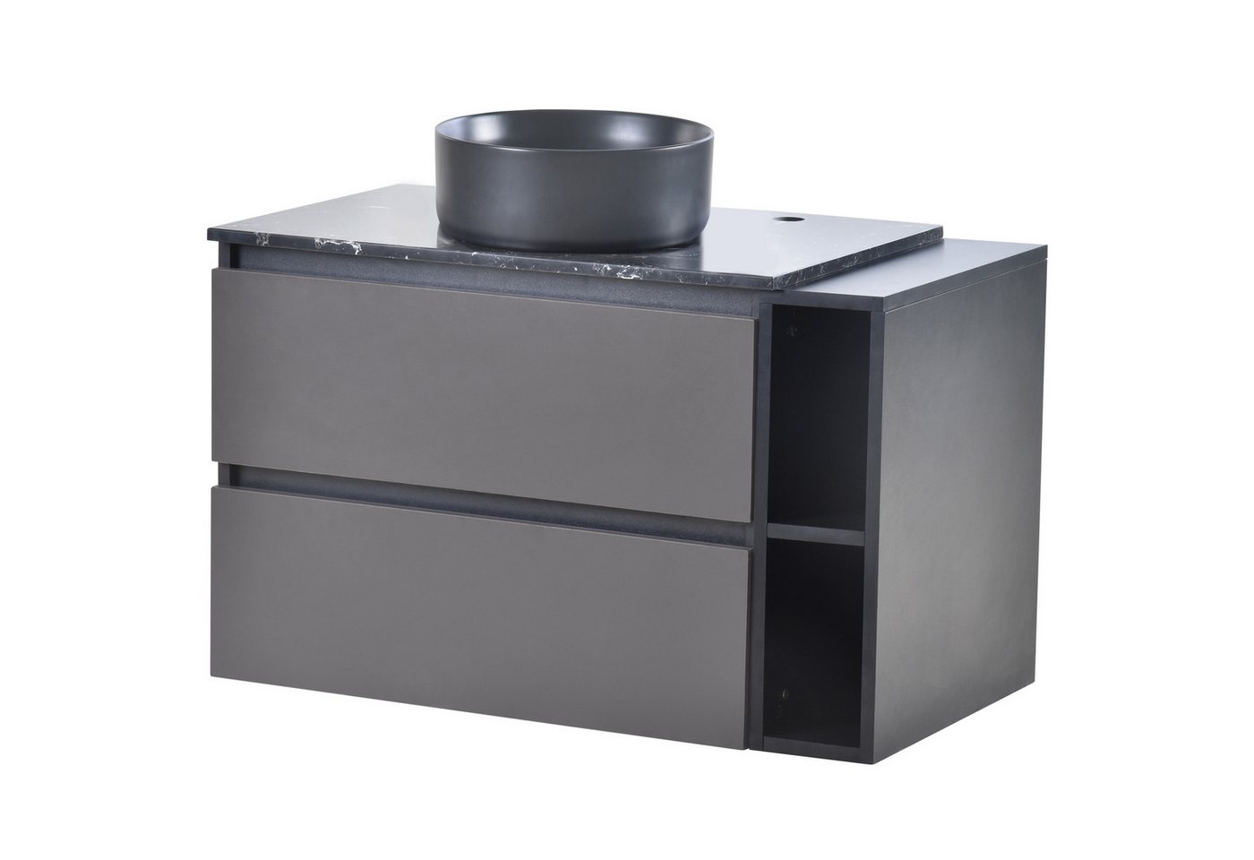 MODFU Badmöbel-Set Waschbeckenunterschrank, (Hängeschrank, mit Aufsatzwaschbecken, ohne Ablaufgarnitur), mit Arbeitsplatte aus Marmor, Keramikwaschbecken von MODFU