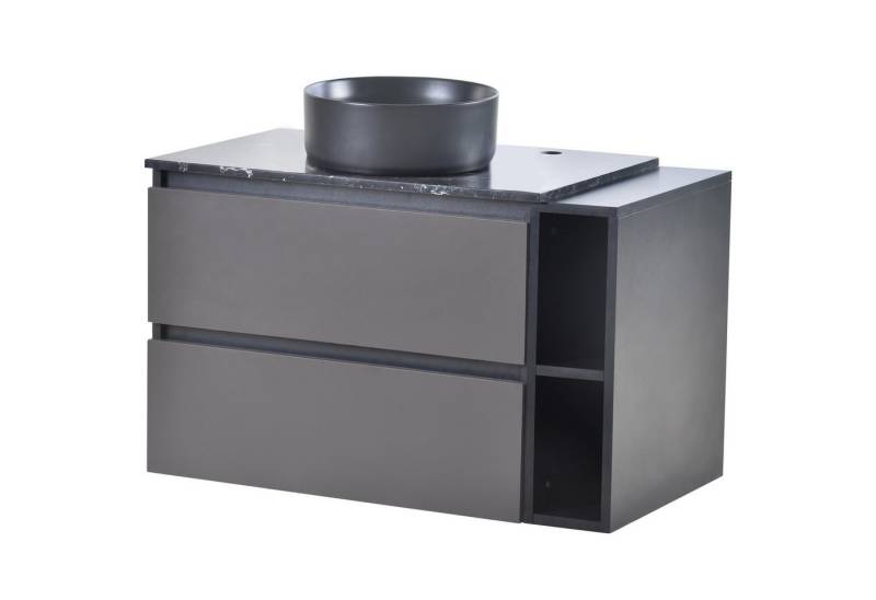 MODFU Badmöbel-Set Waschbeckenunterschrank, (Hängeschrank, mit Aufsatzwaschbecken, ohne Ablaufgarnitur), mit Arbeitsplatte aus Marmor, Keramikwaschbecken von MODFU