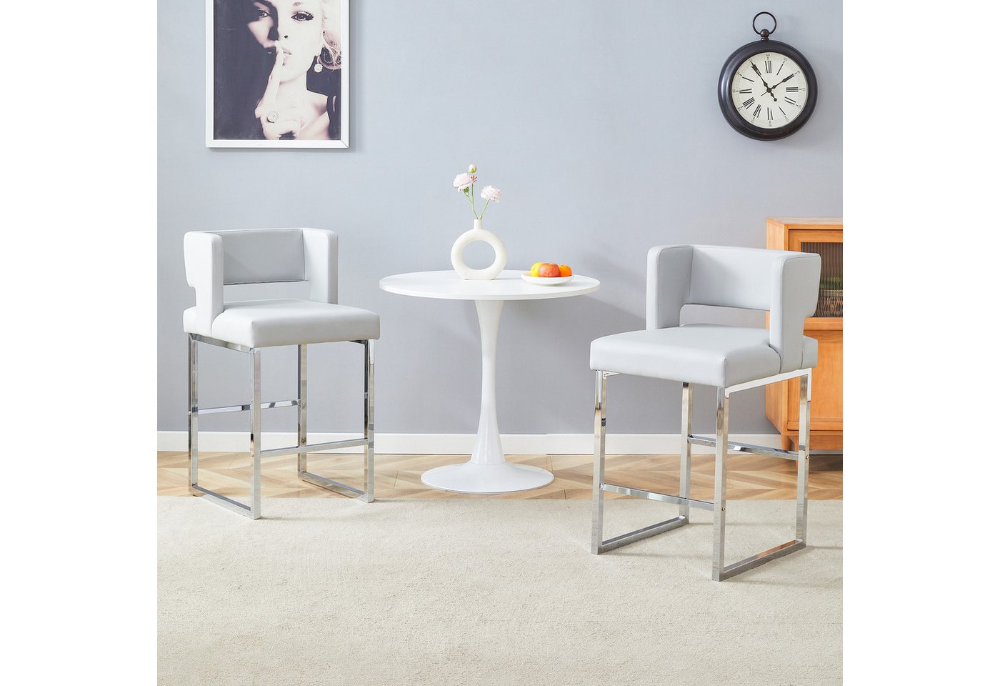 MODFU Barhocker Barstühle im nordischen Stil (mit quadratischem Design,mit komfortablem Polstersitz., 2 St., 41.4cm*49.5cm*91.4cm) von MODFU