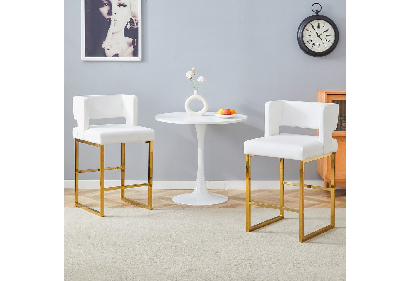 MODFU Barhocker Barstühle im nordischen Stil (mit quadratischem Design,mit komfortablem Polstersitz., 2 St., 41.4cm*49.5cm*91.4cm) von MODFU