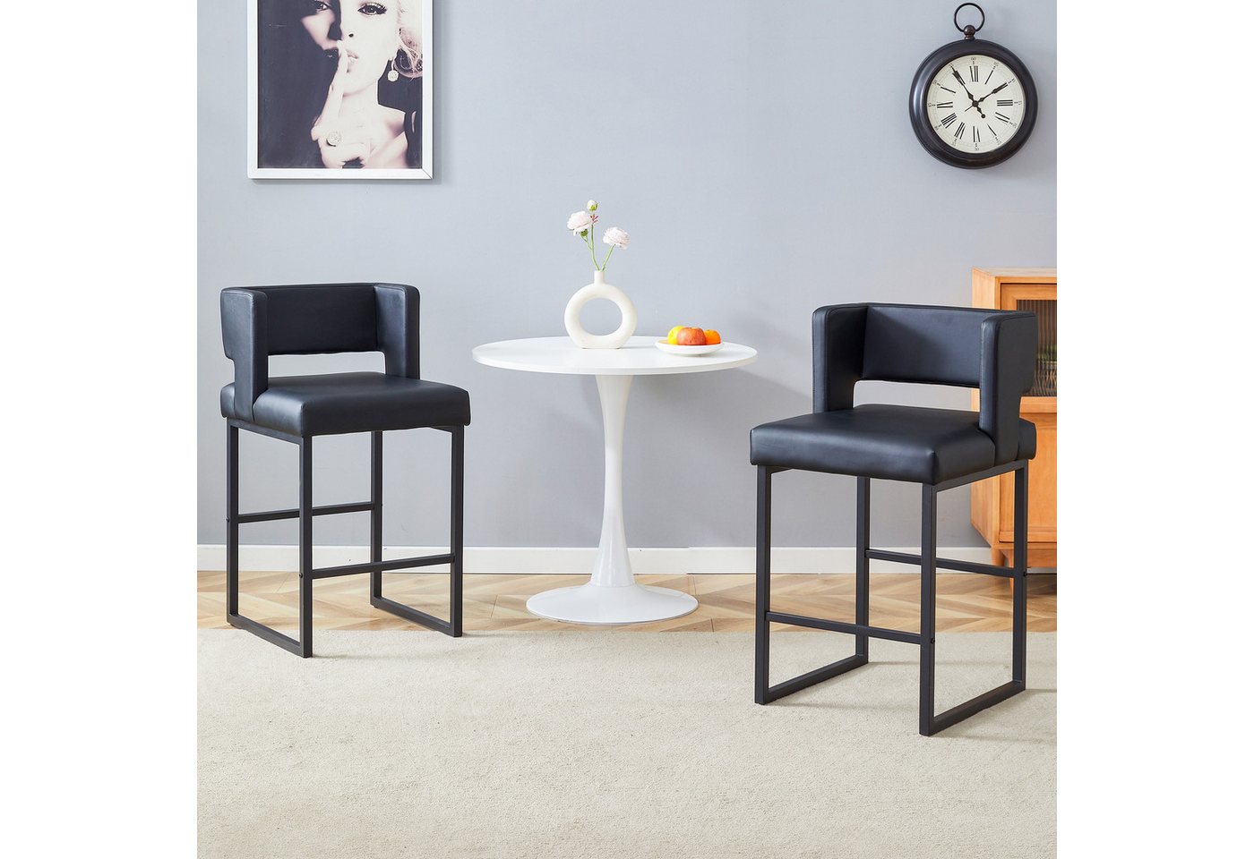 MODFU Barhocker Barstühle im nordischen Stil (mit quadratischem Design,mit komfortablem Polstersitz., 2 St., 41.4cm*49.5cm*91.4cm) von MODFU