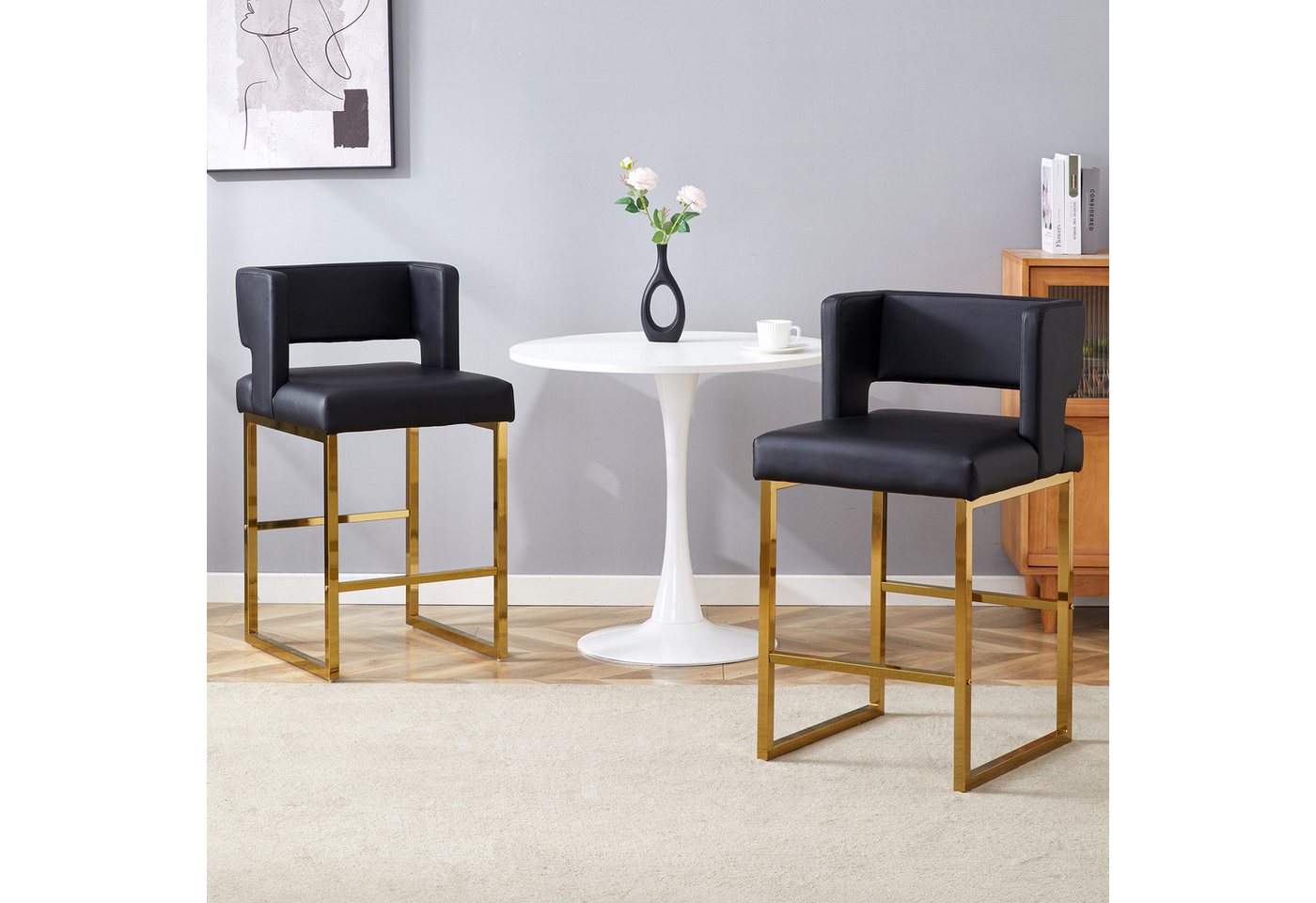 MODFU Barhocker Barstühle im nordischen Stil (mit quadratischem Design,mit komfortablem Polstersitz., 2 St., 41.4cm*49.5cm*91.4cm) von MODFU