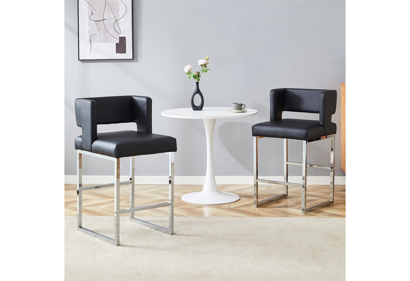 MODFU Barhocker Barstühle im nordischen Stil (mit quadratischem Design,mit komfortablem Polstersitz., 2 St., 41.4cm*49.5cm*91.4cm) von MODFU