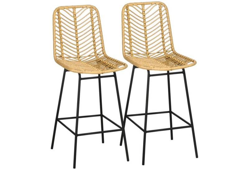 MODFU Barhocker Küchenhocker,Tresenstuhl,Drehstuhl (2er Set Barhocker mit Lehne im angesagten Boho-Stil, PE-Rattan & Stahlgestell., 2 St., 42,5 cm x 52 cm x 102 cm), mit Lehne Barstühle von MODFU