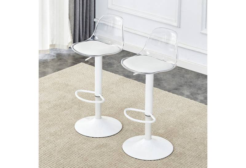 MODFU Barhocker Verstellbarer Balkenstuhl (mit transparenter Rückenlehne und Metallbeinen, 2 St., 82-104 cm) von MODFU