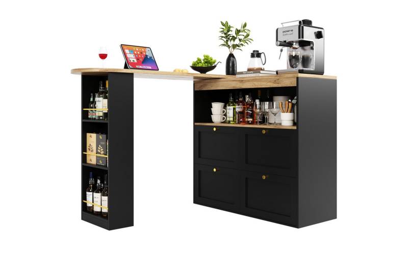MODFU Bartisch 360° drehbare (drehbar Sideboard, Esstisch, 4 Schubladen und offene Fächer), 360° drehbare Essbar mit Schubladen und offener Stauraum von MODFU