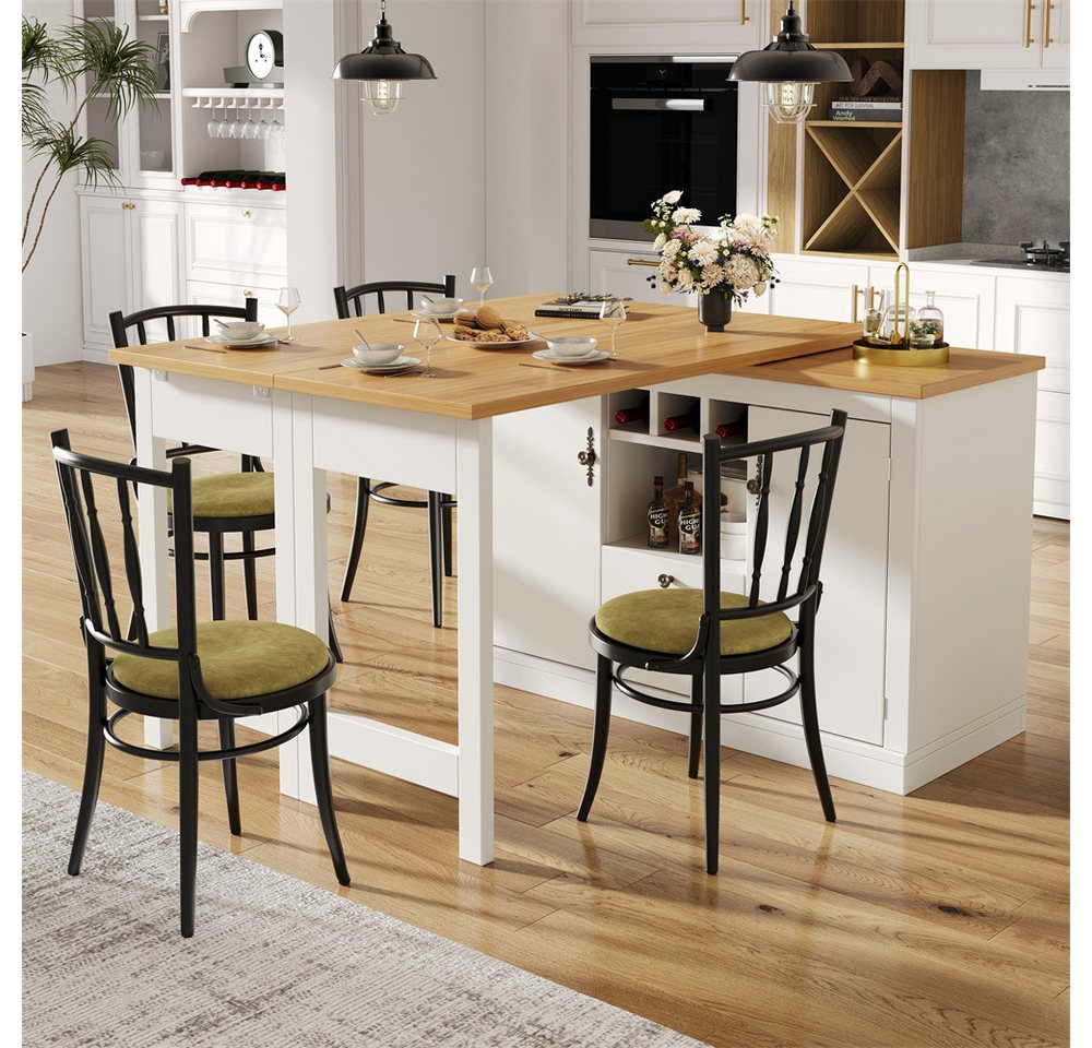 MODFU Bartisch Kücheninsel, Reversibel Tisch (Ausziehbarer Bartisch mit 360° Drehfunktion & Stauraum, multifunktionaler Esstisch, 1-St., 120-180 cm) von MODFU