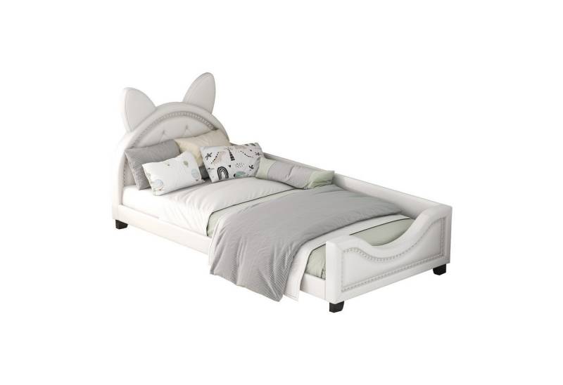 MODFU Bett Einzelbett Polsterbett Gästebette (Form von Karton-Ohren, mit Holz Lattenroste und Rückenlehne), Ohne Matratze von MODFU