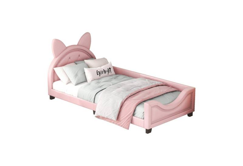 MODFU Bett Einzelbett Polsterbett Gästebette (Form von Karton-Ohren, mit Holz Lattenroste und Rückenlehne), Ohne Matratze von MODFU