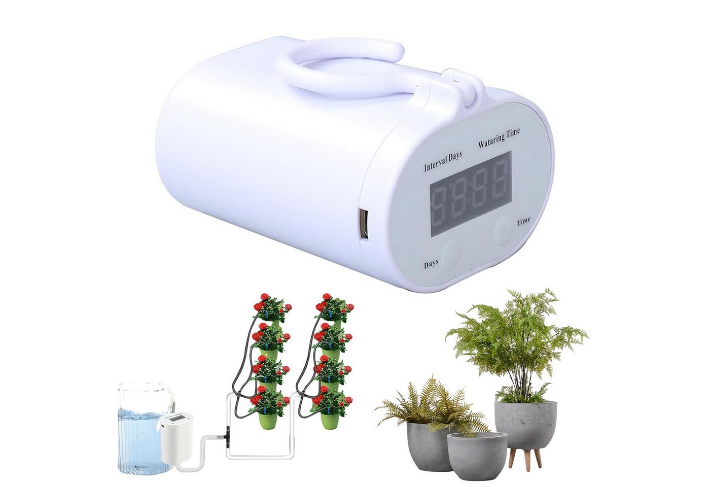MODFU Bewässerungssteuerung tragbar Automatisches Bewässerungssystem, (Ein Bewässerungsset kann 1 oder 8 Pflanzentöpfe bewässern., Zeitschaltuhr Bewässerung USB-Stromversorgung Wassermangelalarm), 2 Bewässerungsmodi für Blumenbeet Terrasse Garten oder Topfpflanzen MODFU Bewässerungssteuerung tragbar Automatisches Bewässerungssystem, (Ein Bewässerungsset kann 1 oder 8 Pflanzentöpfe bewässern., Zeitschaltuhr Bewässerung USB-Stromversorgung Wassermangelalarm), 2 Bewässerungsmodi für Blumenbeet Terrasse Garten oder Topfpflanzen von MODFU