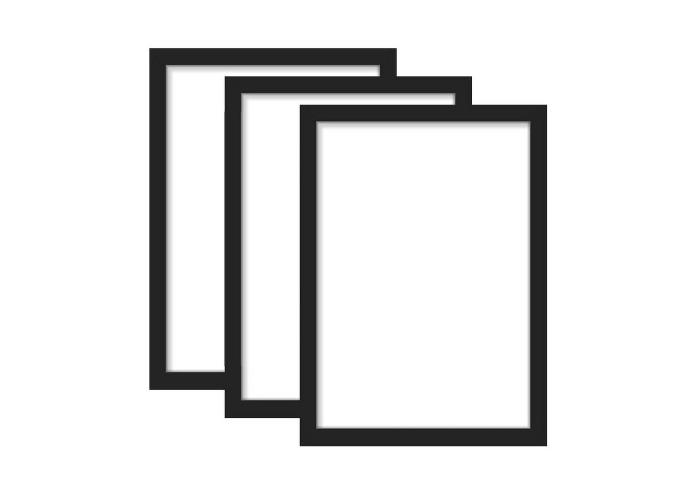 MODFU Bilderrahmen-Set 3er Set Fotorahmen Urkundenrahmen Posterrahmen Rahmen Holzrahmen, (23 x 31,7 cm Horizontal oder Vertikal, 3 St), 3 Stück Schwarz Holz Kunstrahmen aus Massivholz mit Acrylglas, für Fotos Bilder Poster Wandbehänge oder Tischdekoration von MODFU