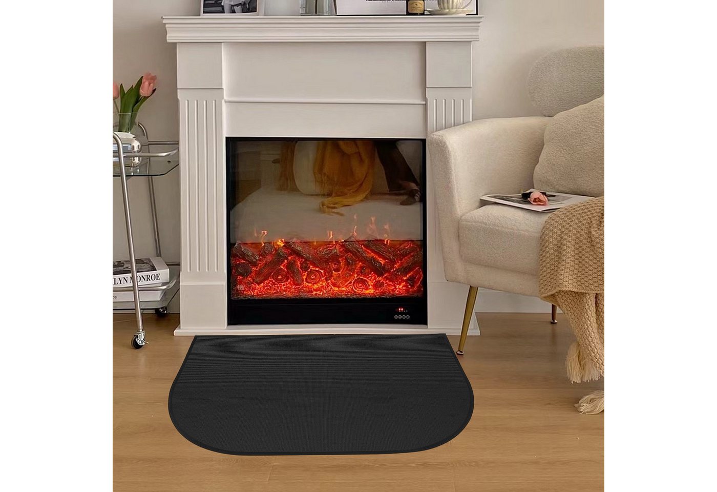 MODFU Bodenschutzmatte Feuerfeste Kaminunterlage Hitzebeständige Schutzmatte, Widersteht hohen Temperaturen und Funkenflug, 1-St., Rutschfeste Unterseite schmutzabweisend leicht zu reinigen, Vielseitig einsetzbar ideal für Kaminöfen Grillplätze und Ofenbereiche von MODFU