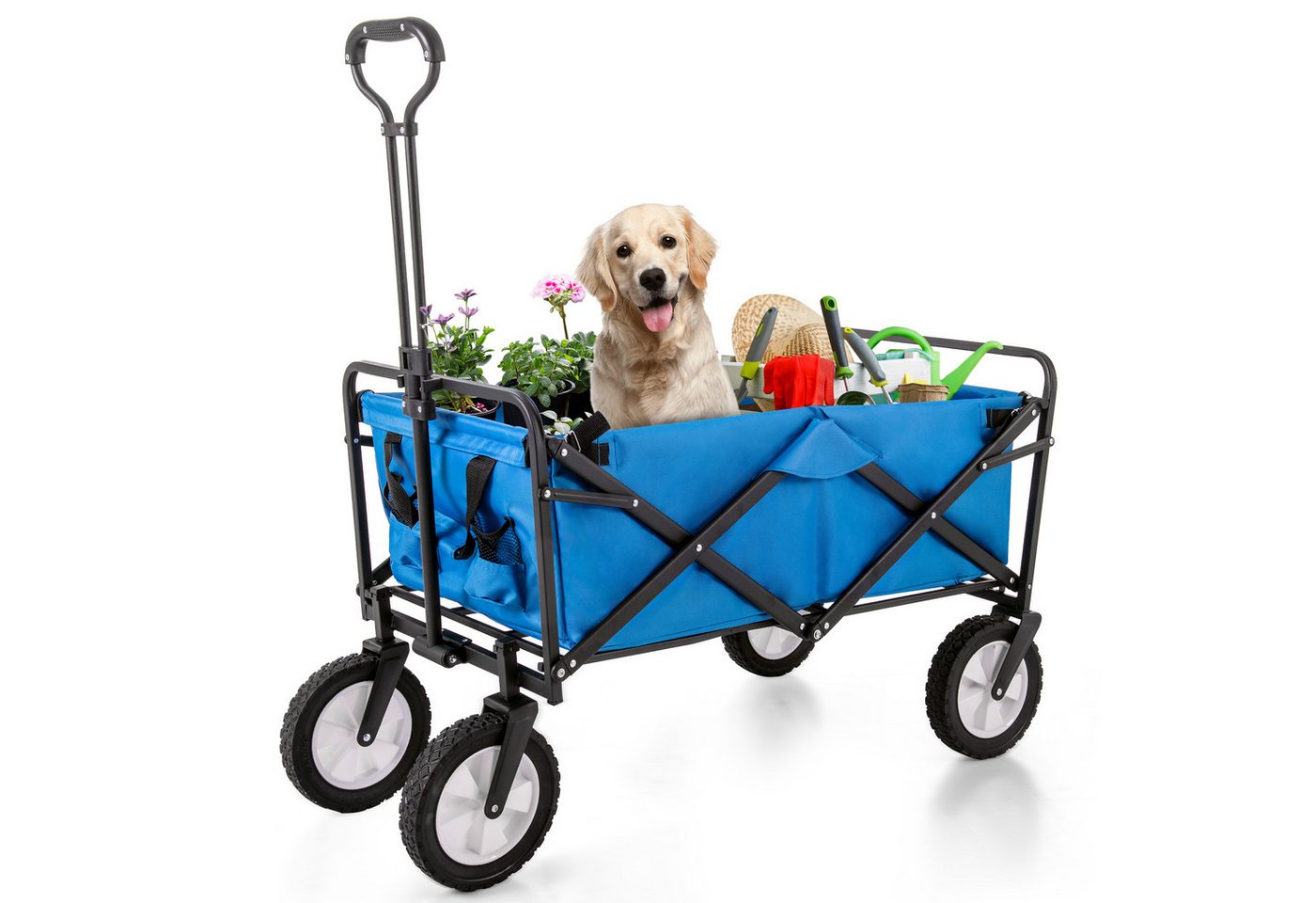 MODFU Bollerwagen Boller Wagen Handwagen Transportwagen Zusammenklappbarer faltbar (breite Räder 360°-Rotation des Vorderrads, tragbar Strandwagen mit verstellbarem Griff), All Terrain Trolley bis 100kg Strand Outdoor Garten und Einkaufen von MODFU